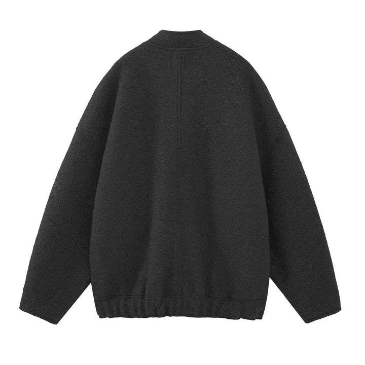 Damen nan kurze Boxy Wollmix‑Jacke mit kurzem Stehkragen, verdeckter Frontleiste und aufgesetzten Taschen Drune