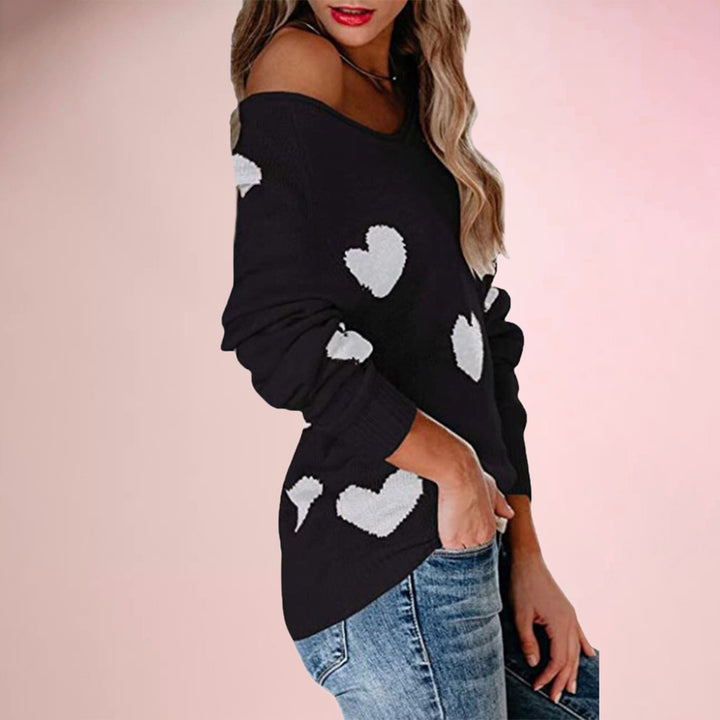 Damen kuscheliger Pullover mit herzförmigen Mustern Drune