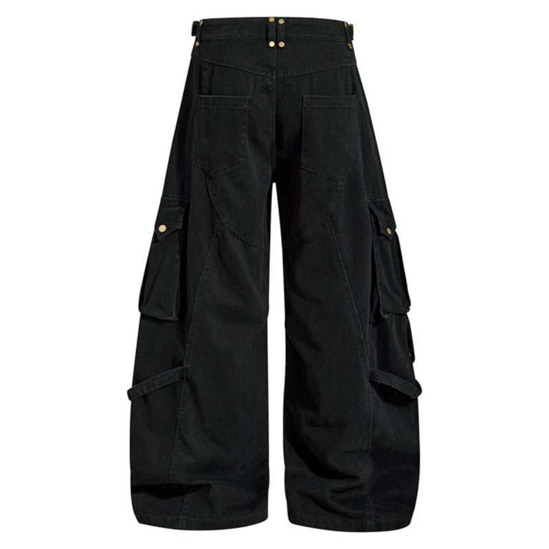 Damen weite Cargo‑Culotte‑Hose mit verstellbaren Riemen, großen Klappentaschen und Ballon‑Silhouette Drune
