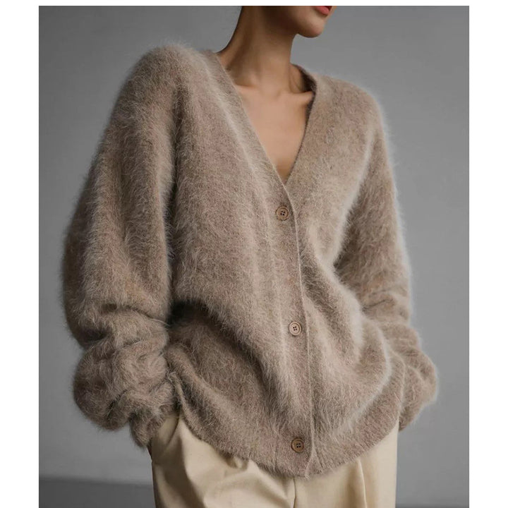 Damen Kuscheliger Cardigan mit tiefem V-Ausschnitt und oversized Schnitt Drune