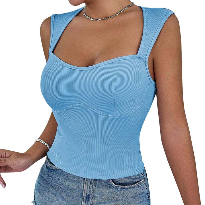 Damen Crop-Top mit modischem Rippendesign und schmalen Trägern Drune