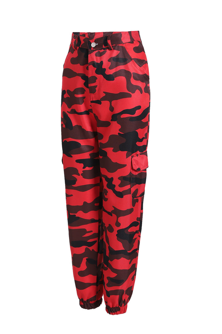 Damen Cargohose mit Camouflage‑Print, elastischem Bund und Beinbündchen Drune