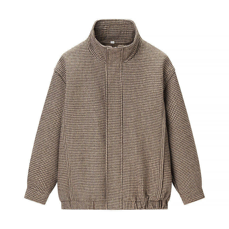 Damen Übergangsjacke im klassischen Karomuster mit hohem Stehkragen Drune