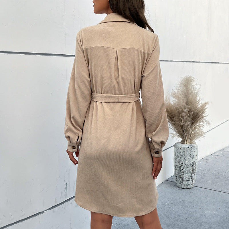 Damen Hemdblusenkleid mit Gürtel Drune