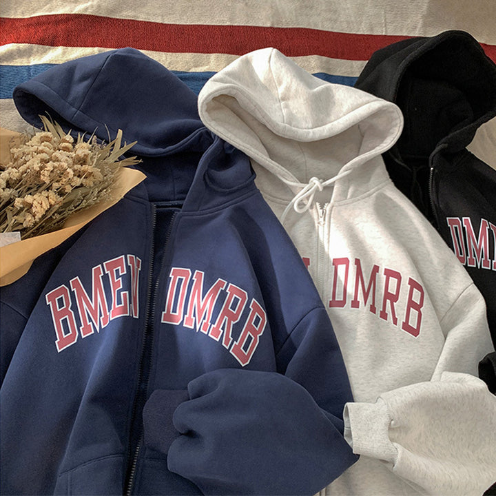 Damen Kapuzenjacke mit durchgehendem Reißverschluss und modischem Aufdruck Drune