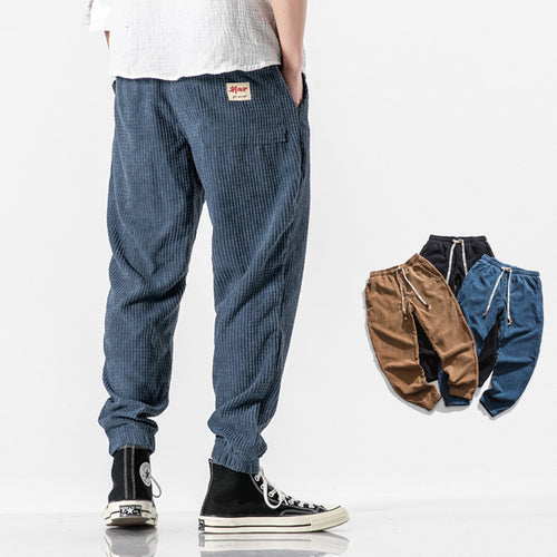 Herren Cordhose im Jogger‑Stil aus Cordvelours mit elastischem Bund und gerippten Beinabschlüssen Drune