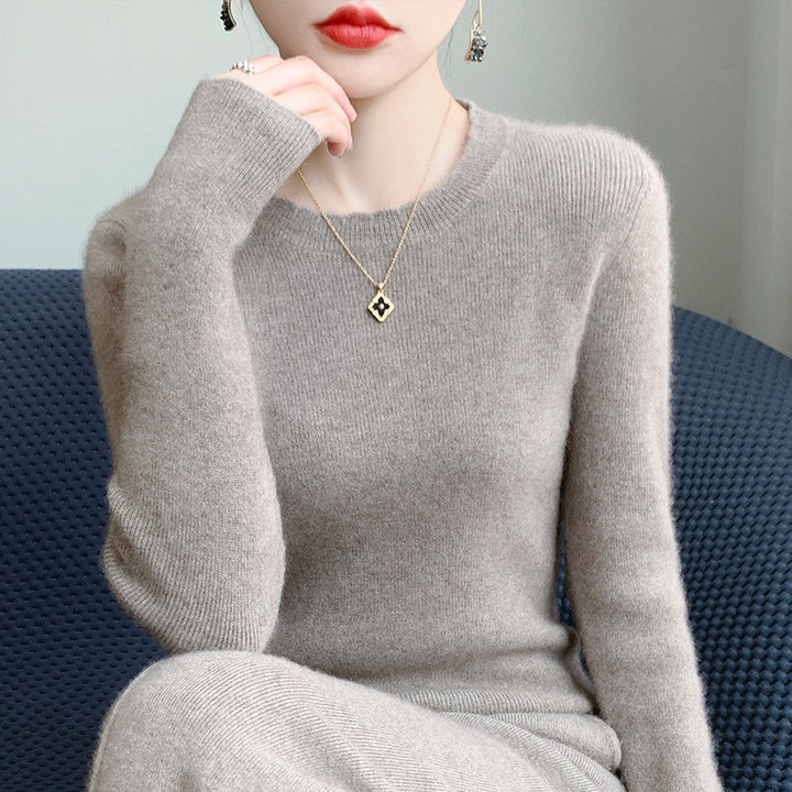 Damen Weicher Feinstrickpullover mit welligem Rundhalsausschnitt und kaschmirähnlicher Oberfläche Drune