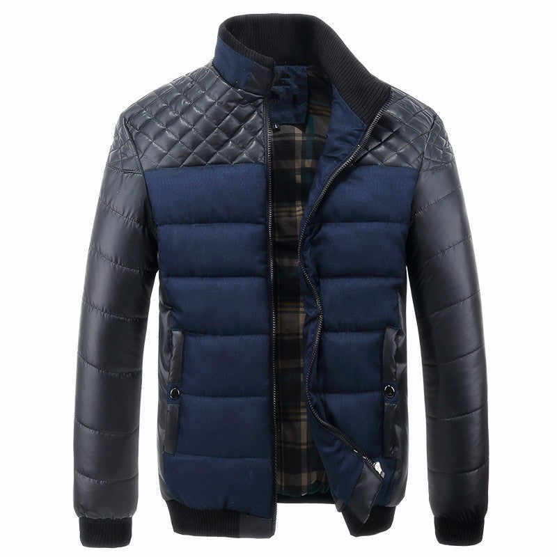 Herren Steppjacke im Materialmix mit wattierter Füllung und Stehkragen Drune