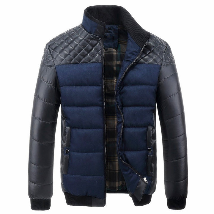 Herren Steppjacke im Materialmix mit wattierter Füllung und Stehkragen Drune