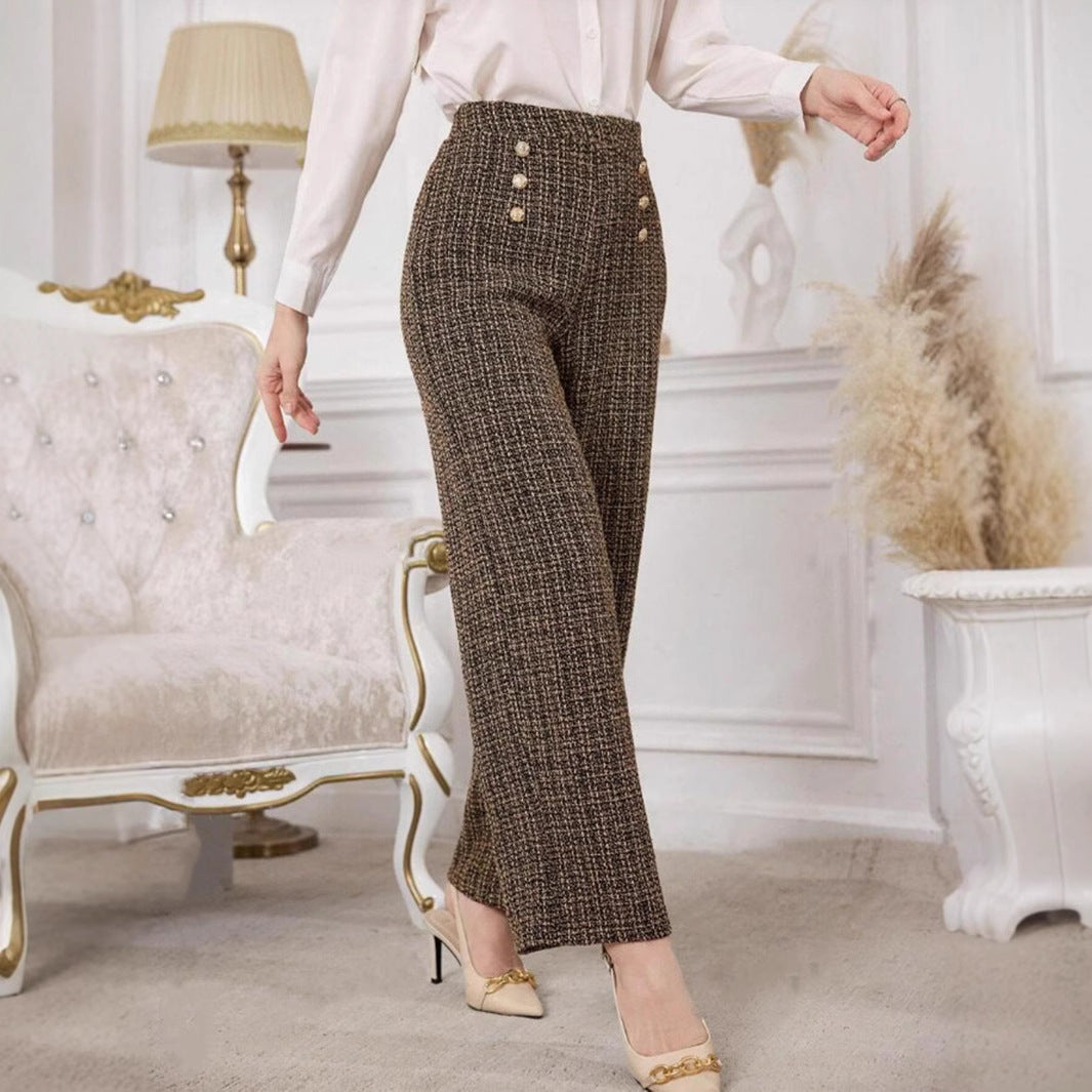 Damen Hochtaillierte Stoffhose Drune
