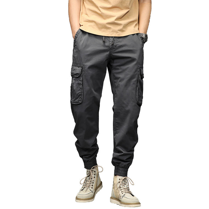 Herren Cargo-Jogginghose im Utility‑Stil mit Tunnelzugbund, Mehrfachtaschen und Reißverschluss‑Knöchel Drune