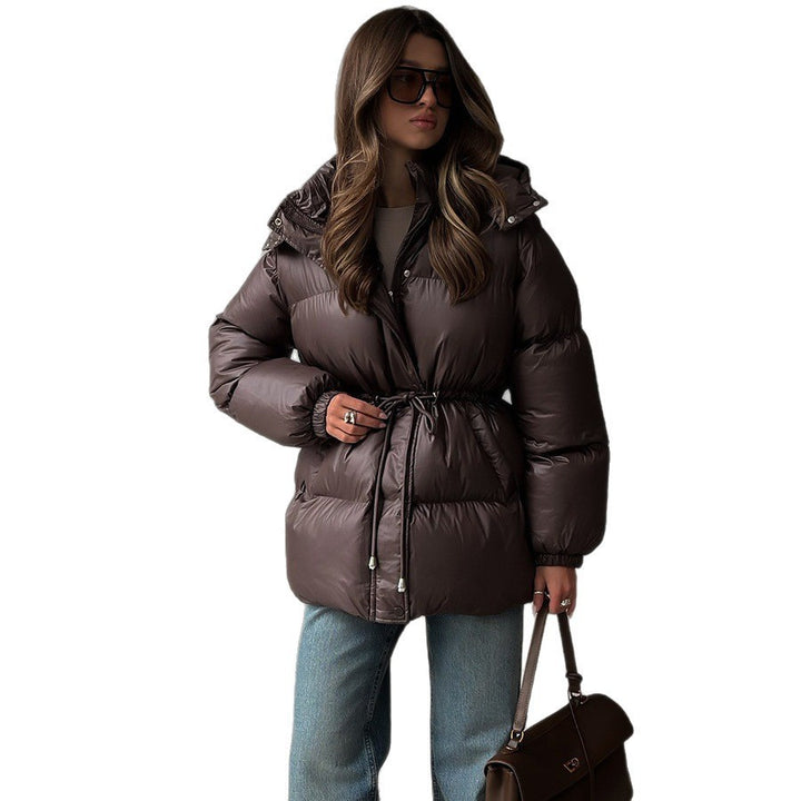 Damen Taillierte Steppjacke in Daunenoptik mit Tunnelzug und Kapuze Drune