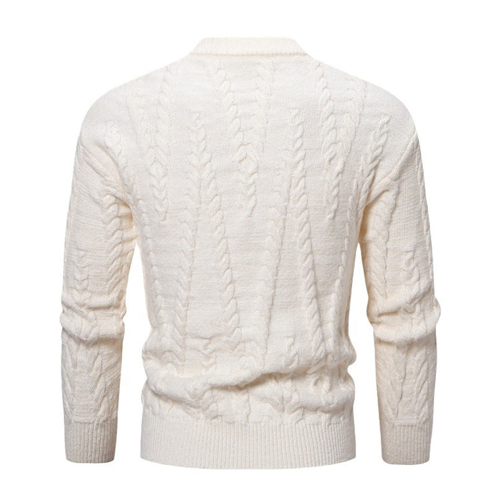 Herren Strickpullover mit Zopfmuster und hohem Kragen Drune