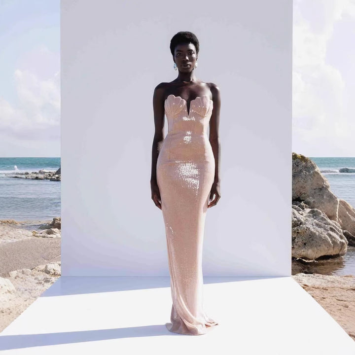 Damen figurbetontes Abendkleid mit herzförmigem Ausschnitt und eleganten Details Drune
