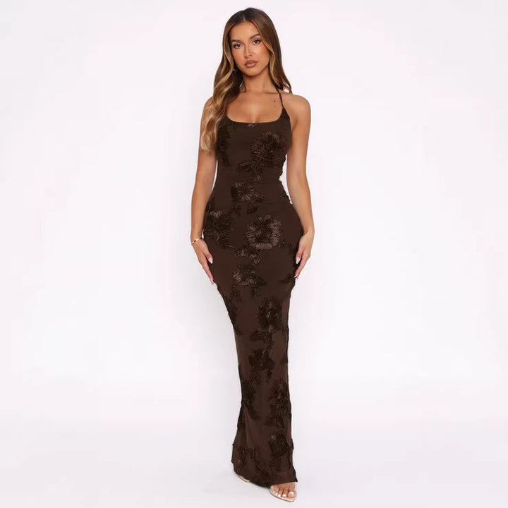 Damen Elegantes Maxikleid mit floralem Muster und Trägern Drune