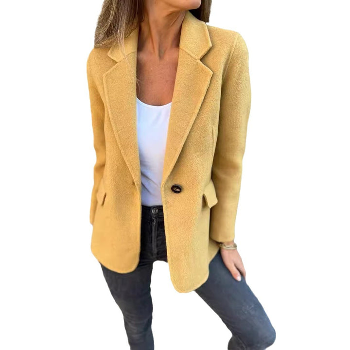 Damen elegante Oversized Blazerjacke mit tiefem Ausschnitt Drune