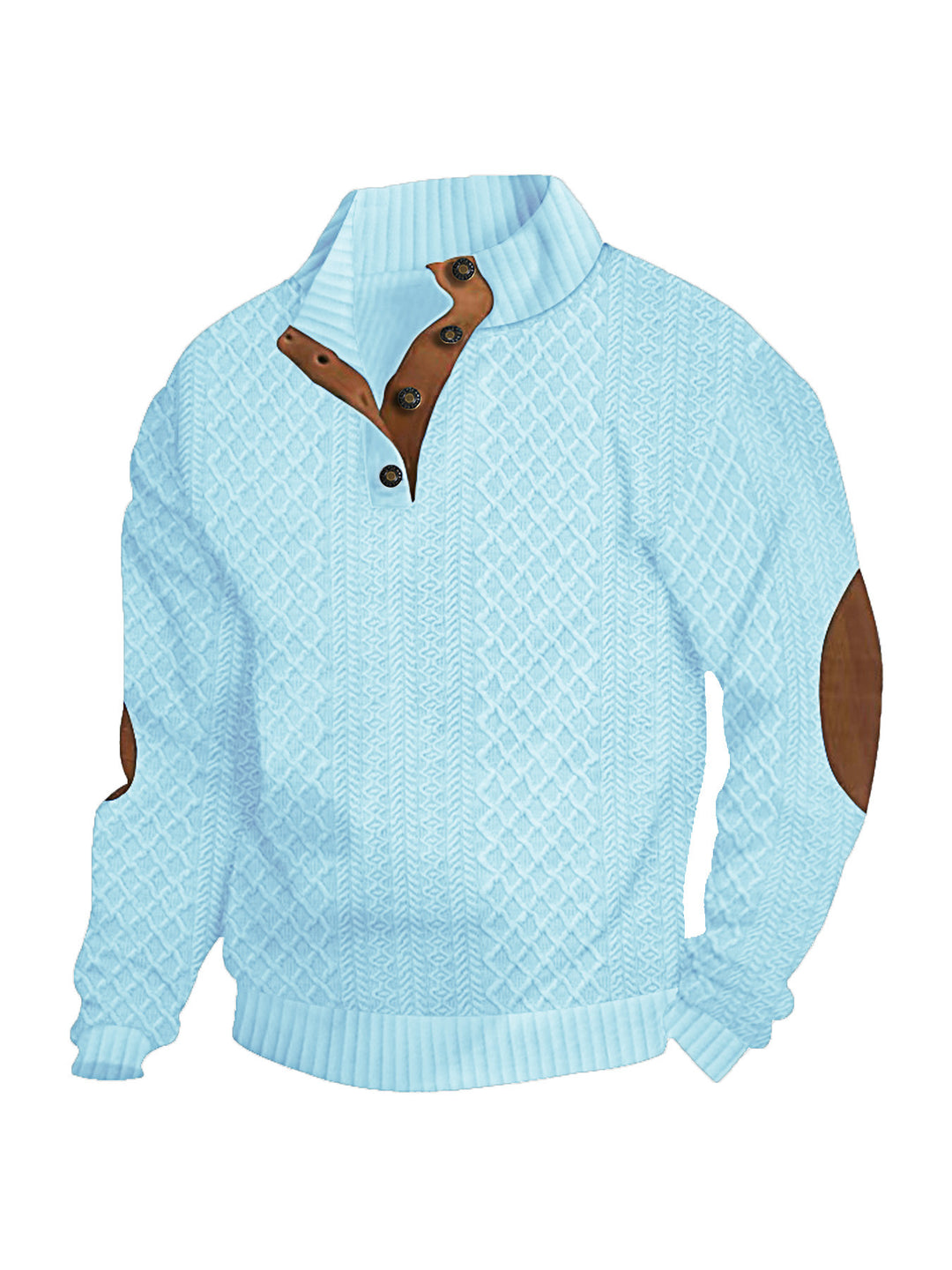 Herren kuscheliger Strickpullover mit modernem Kragen und Lederdetails Drune