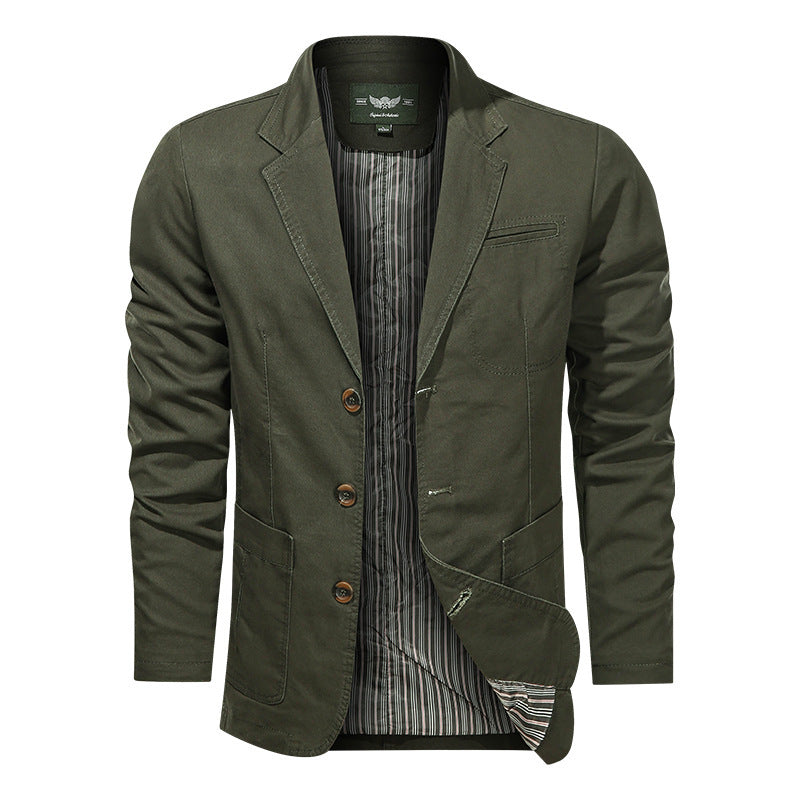 Herren legeres Baumwollblazer-Sakko mit klassischer Knopffront und aufgesetzten Taschen Drune
