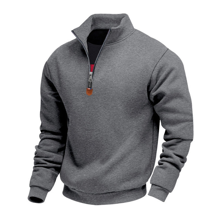 Herren sportlicher Pullover mit halbem Reißverschluss und modischem Stehkragen Drune