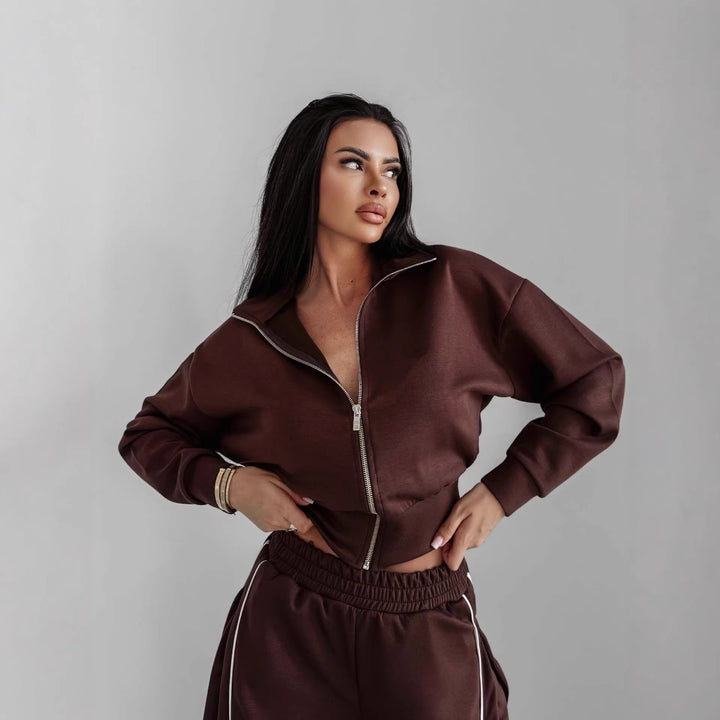 Damen lässiger Sportanzug mit weitem Schnitt und praktischen Taschen