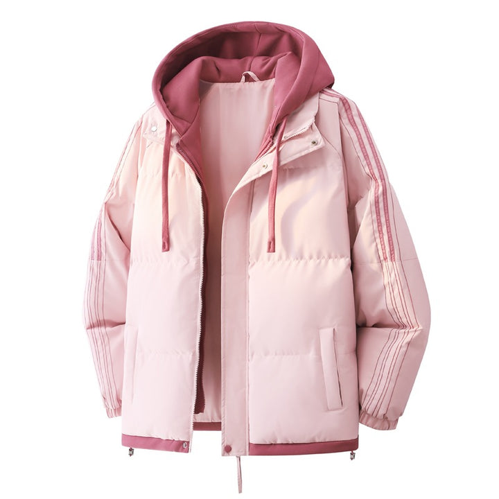 Damen Modische Steppjacke mit Kapuze und Innensweater Drune