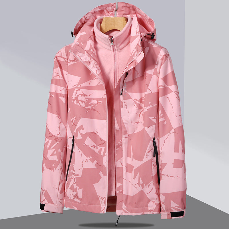 Damen zweilagige Softshelljacke mit abnehmbarer Fleece-Innenjacke und Kapuze Drune
