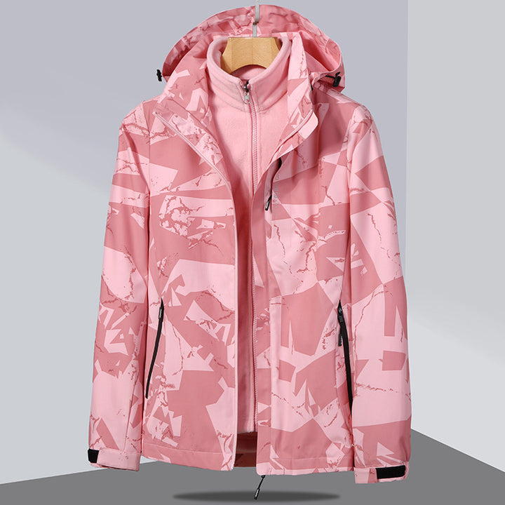 Damen zweilagige Softshelljacke mit abnehmbarer Fleece-Innenjacke und Kapuze Drune