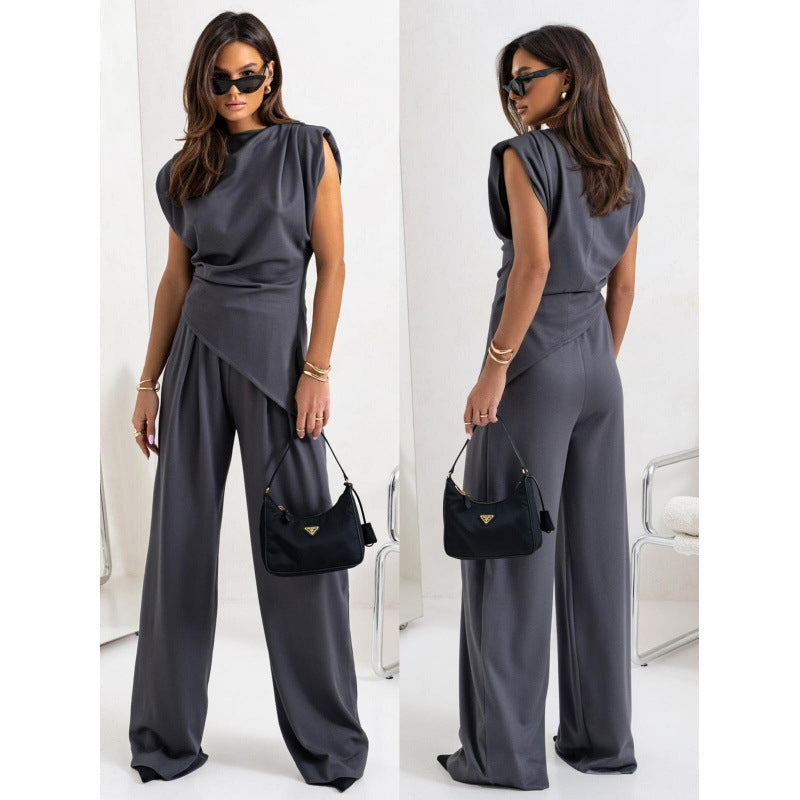 Damen Modischer Overall mit asymmetrischem Schnitt und weit geschnittenen Beinen Drune