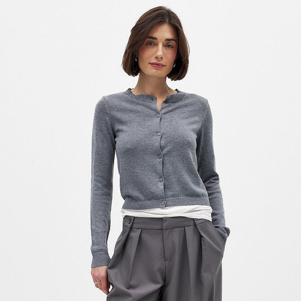 Damen Feiner Strickcardigan mit Knopfleiste und tailliertem Schnitt Drune