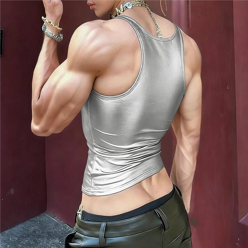 Damen nan tailliertes Glanz-Tanktop mit Racerback und feiner Nahtverarbeitung Drune