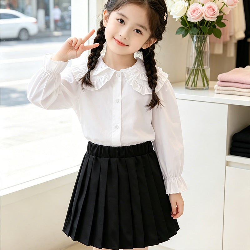 Mädchen elegante Bluse mit Rüschendetails Drune
