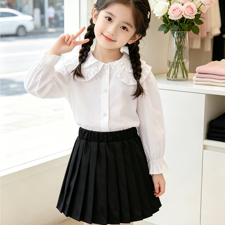 Mädchen elegante Bluse mit Rüschendetails Drune