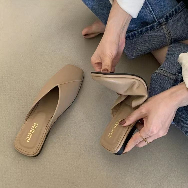 Damen Slip-On Pantoletten mit kunstlederner Oberfläche und bequemem Fußbett Drune
