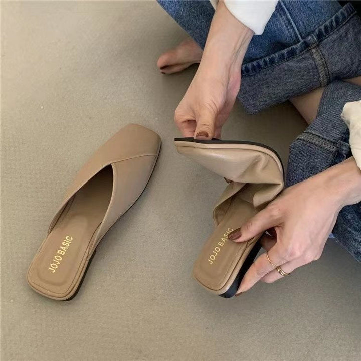 Damen Slip-On Pantoletten mit kunstlederner Oberfläche und bequemem Fußbett Drune