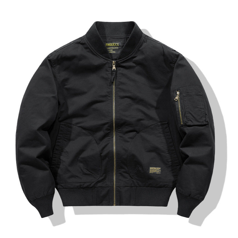 Herren  Heavyweight Baumwoll-Twill Bomberjacke mit gerundeter Tasche und Utility-Ärmeltasche mit Reißverschluss Drune