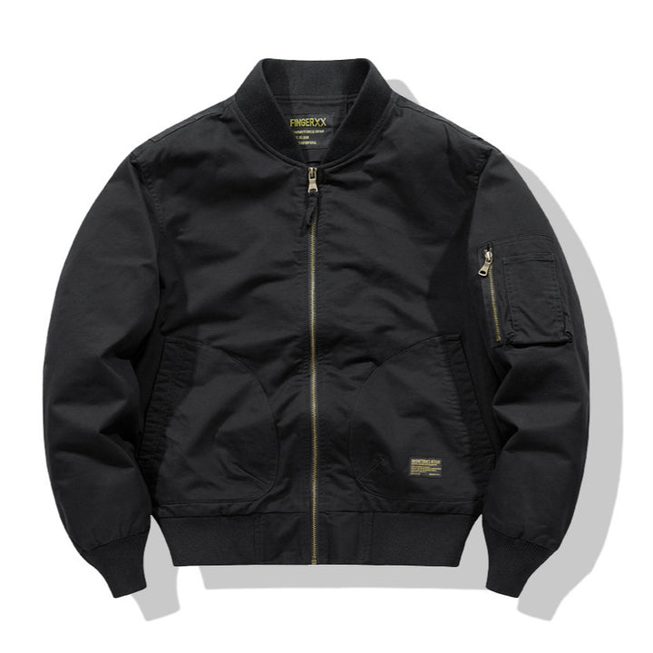 Herren  Heavyweight Baumwoll-Twill Bomberjacke mit gerundeter Tasche und Utility-Ärmeltasche mit Reißverschluss Drune