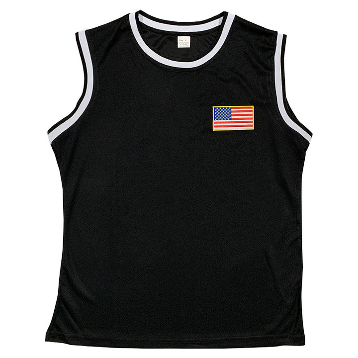 Herren sportliches Tanktop und Shorts-Set mit dekorativem Flaggenmotiv Drune