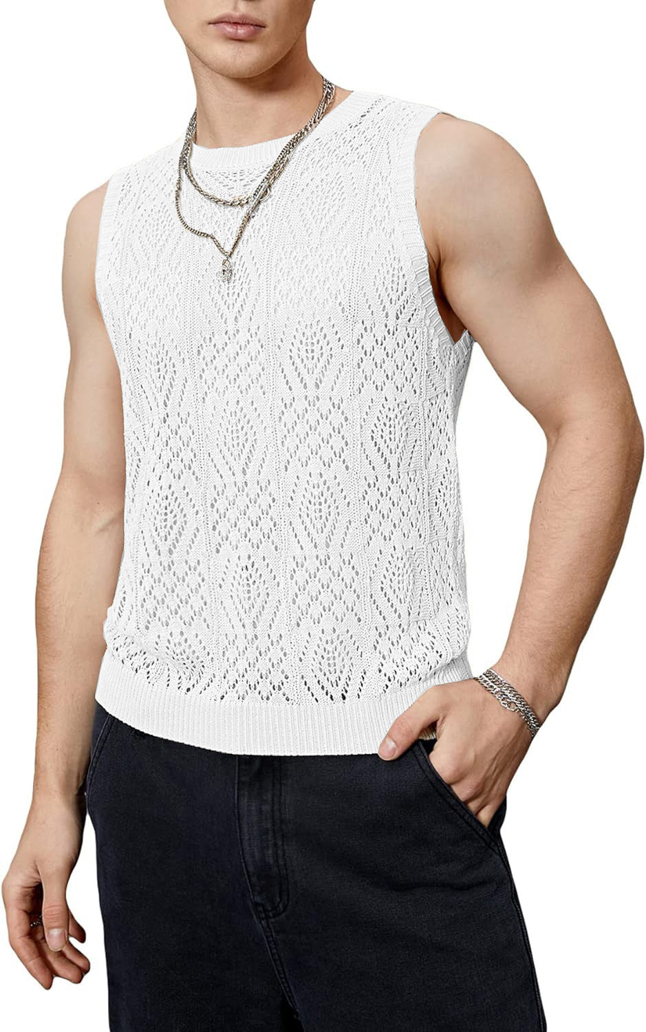 Herren Strickoberteil mit raffiniertem Lochmuster Drune