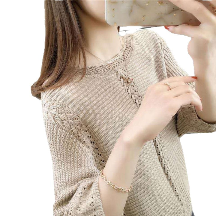 Damen lässiger Strickpullover mit filigranen Details Drune