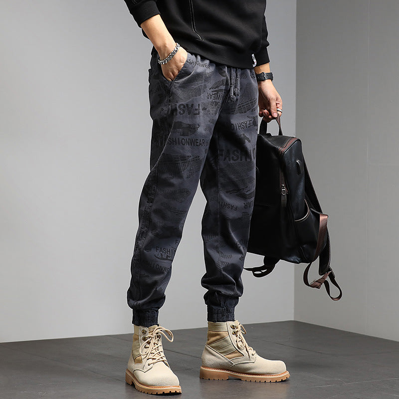 Herren Camouflage-Joggerhose mit Tunnelzug, elastischen Bündchen und Statement-Prints Drune