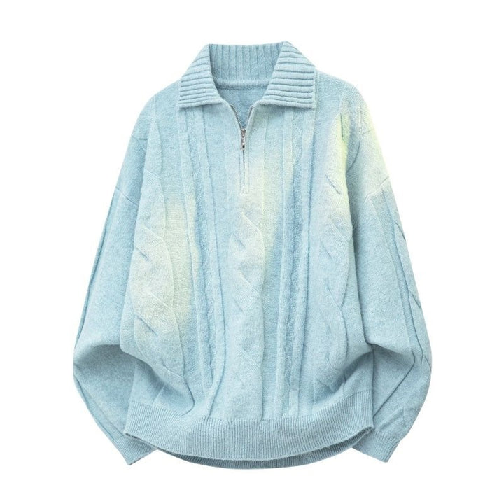 Damen Oversize Zopfstrickpullover mit hohem Rollkragen und Knopfleiste Drune