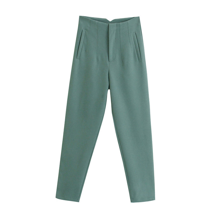 Damen Hochtaillierte tapered Anzughose mit Bügelfalte und Paspeltaschen Drune