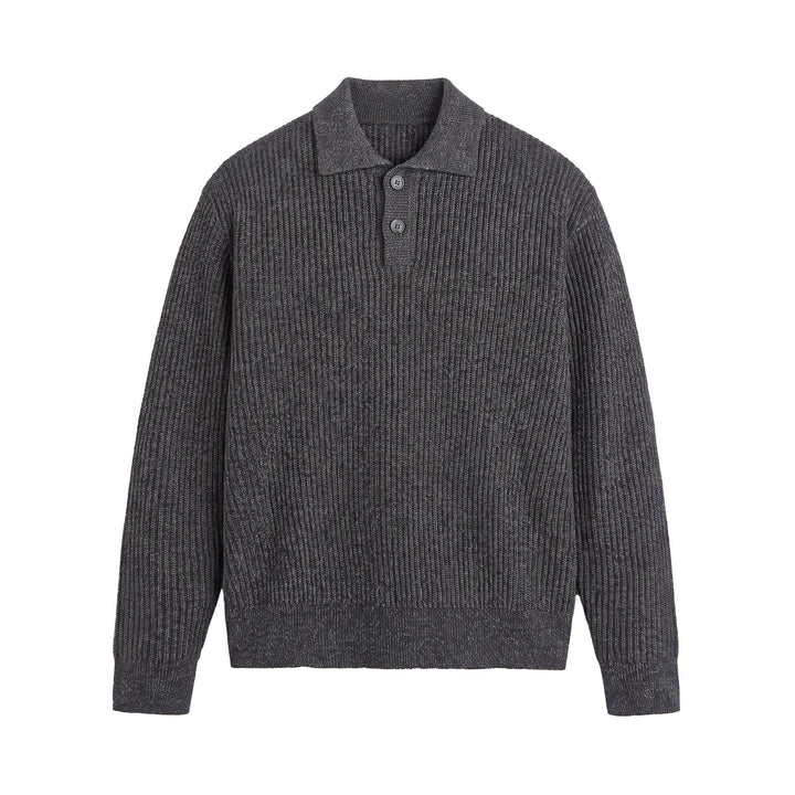 Herren Strickpullover mit Polokragen und markanter Rippenstruktur Drune