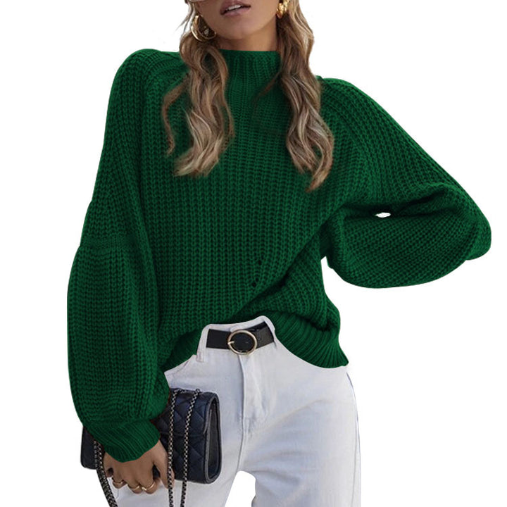 Damen Strickpullover mit weitem Schnitt und modernen Puffärmeln Drune
