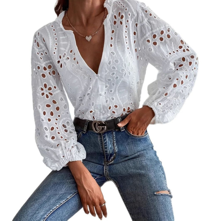 Frauen Bestickte Baumwollbluse Drune