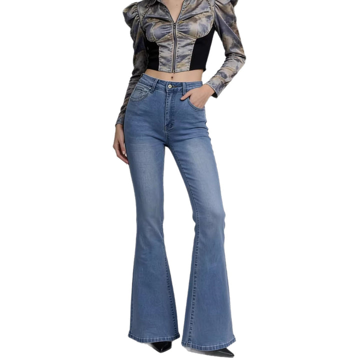 Damen Bootcut Jeans mit hohem Bund und trendiger Waschung Drune