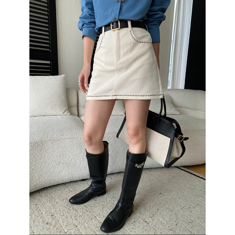Damen lässige Hemdbluse mit Knopfleiste und gesticktem Detail Drune