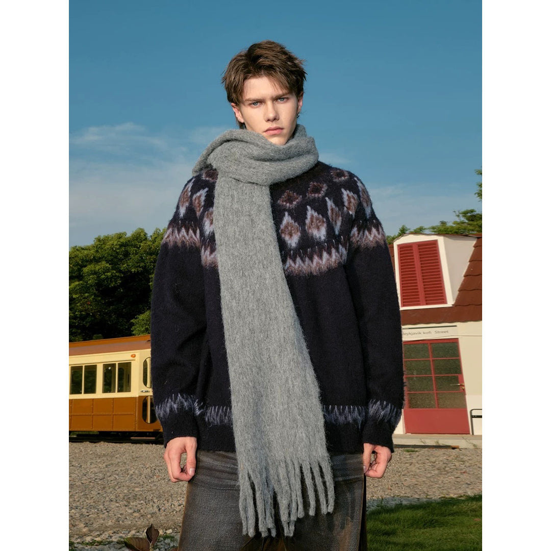 Damen Grobstrickpullover mit grafischem Design Drune