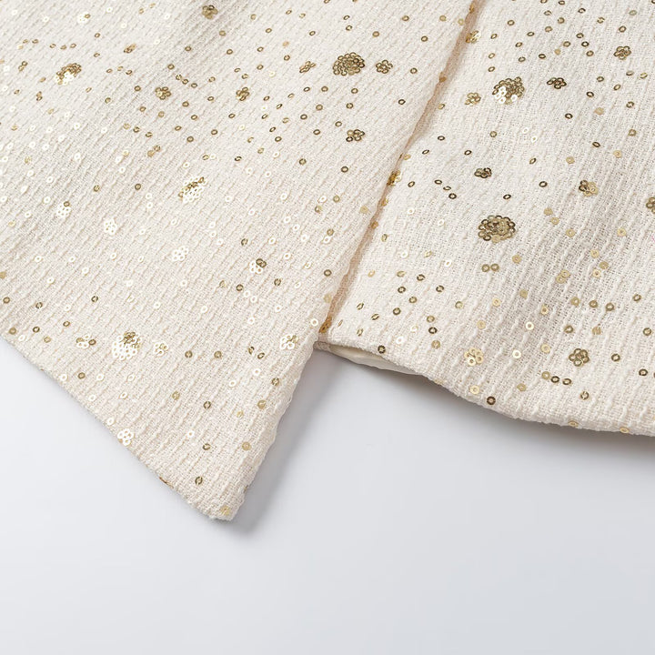 Damen Ärmellose Bouclé-Weste mit Paillettenbesatz und V-Ausschnitt Drune
