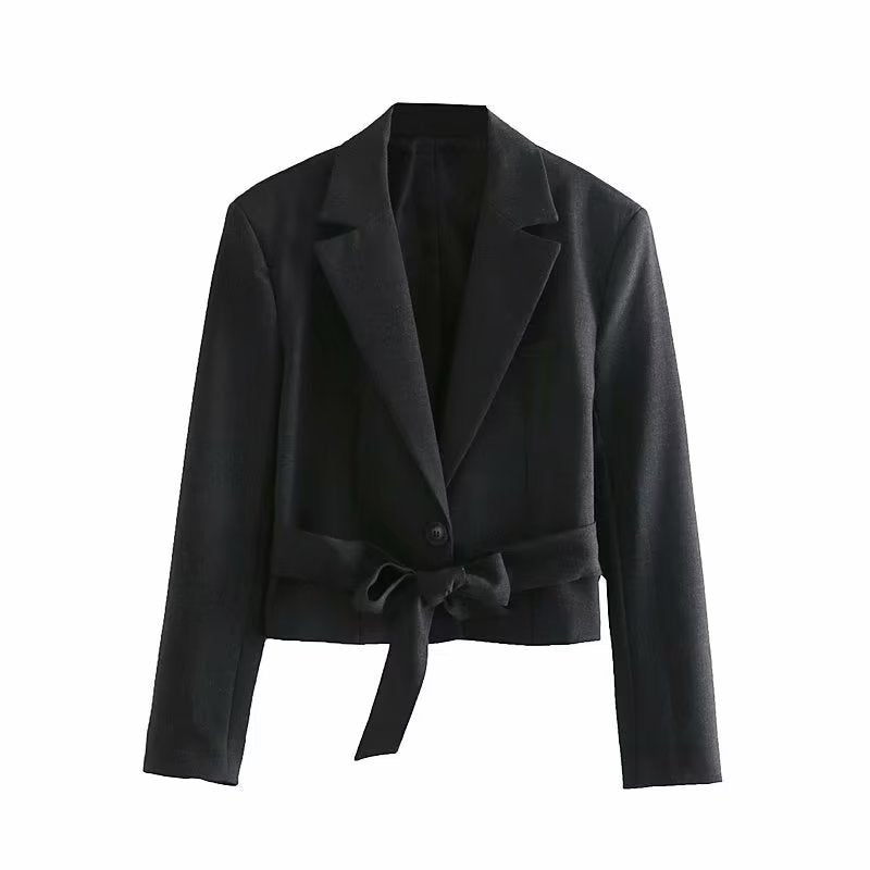 Damen taillierte Blazerjacke mit modernem Schnitt und Bindegürtel Drune